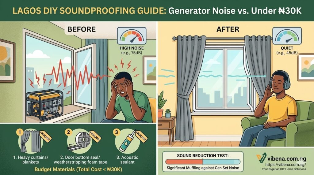 I Soundproofed My Lagos Room for Under ₦30K Against Generator Noise: Materials, Process and Before/After Sound Test