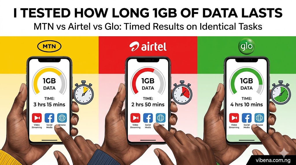 I Tested How Long 1GB of Data Lasts on MTN vs Airtel vs Glo Doing the Exact Same Tasks: Timed Results